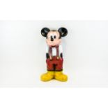 A Vintage Disney Cello Plastic Large Hand Painted Mickey Mouse Figure From The 1980's.