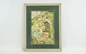 Illustration Interest Original Watercolour By Patience Arnold 1901-1922 'The Fairies Visit A Witch'