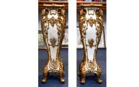 Louis XIV Style Fine and Impressive Pair of Ornate Display Columns of Tapered Form with Mask and