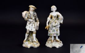 Aelteste Volkstedter Pair of Fine Quality Hand Painted Porcelain Figures. Date 1877 - 1894.