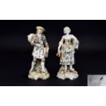 Aelteste Volkstedter Pair of Fine Quality Hand Painted Porcelain Figures. Date 1877 - 1894.