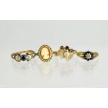 Ladies 9ct Gold Diamond and Sapphire Dress Rings, three in total,