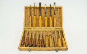 Boxed Collection Of 12 Wood Turning Chisels