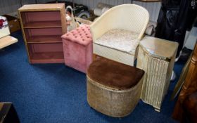 Small Collection of Lloyd Loom Bedroom Furniture comprising commode (as new condition),