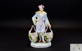 Elbogen - Fine Late 19th Century Porcelain Hand Painted Chinoiserie Oriental Figure In a Soft
