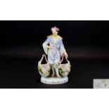 Elbogen - Fine Late 19th Century Porcelain Hand Painted Chinoiserie Oriental Figure In a Soft