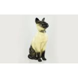 A Large Beswick Siamese Cat Fireside Figure. Modelled No 3129. 13.3/4 Inches High.