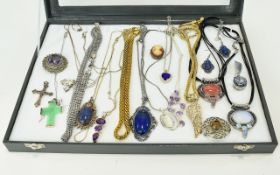 Collection of Mainly Necklaces and Pendants, some stone set, e.g.