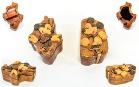 Mickey Mouse & Mini Mouse Wooden Carved Jewellery Boxes.