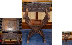 A Late 19th/Early 20th Century Anglo Indian Savonarola Chair A wonderfully decorative X framed