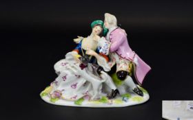 Vienna - Late 19th Century Hand Painted Porcelain Figure Group of Excellent Quality ' The Lovers '