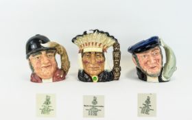 Royal Doulton Character Jugs ( 3 ) Three In Total. Comprises 1/ North American Indian. D6611.