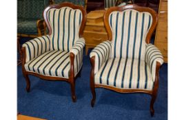 Pair of Italian Style Modern Upholstered Armchairs.