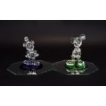 Walt Disney Mickey Mouse Glass Figures - The Arribas Brothers Steam Boat Cl W/Blue Mirror '