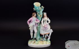 Staffordshire - Scarce Figural Spill Vase Thomas Parr Factory ' Young Courting Couple ' by a Tree.