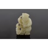 Antique Period Chinese White Jade Boy Pendant of Fine Quality. From a Private Collection. Size - 2.