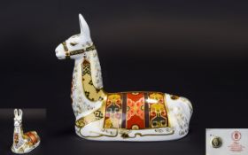 Royal Crown Derby Collectors Guild Exclusive Paperweight ' Llama ' Gold Stopper. Date 2000.