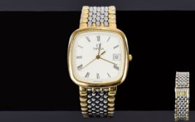 Omega Deville - Date-Just Gold Plated and Steel Gents Wrist Watch From The 1970's.