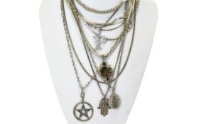 A Very Good Collection of Sterling Silver Chains and Pendants.