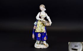 Samson - Derby Late 19th Century Nice Quality Hand Painted Porcelain Figurine of a Young Woman with