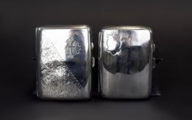 Silver Cigarette Cases ( 2 ) In Total. Both of Nice Proportions and In Excellent Condition.