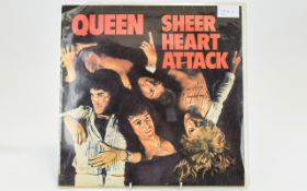 Queen Autographs on LP ' Sheer Heart Attack ' Brian May & Roger Taylor.