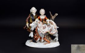 Unter Weiss Bach Early 20th Century Fine Quality Hand Painted Porcelain Figure Group In 19th