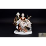 Unter Weiss Bach Early 20th Century Fine Quality Hand Painted Porcelain Figure Group In 19th