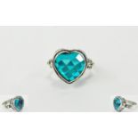 Ocean Teal Quartz Heart Shaped Ring,