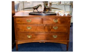 Converted Dressing Table, two short over three long drawers mounted on square tapering legs.