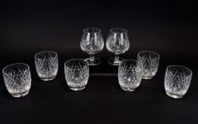 Waterford Crystal Collection Of Cut Crystal Glasses Eight items in total to include six faceted