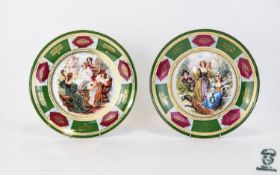 A Pair Of Decorative Czech Cabinet Plates Two in total by Epiag of Czechoslovakia.