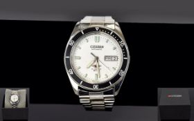 Citizen - Gents Day-Date Eco Drive ( Powdered by Light ) Automatic 21 Jewels Steel Bracelet Watch.