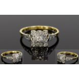 Antique 18ct Gold and Platinum Set Diamond Cluster Ring,