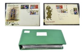 Green Stanley Gibbons Pioneer Cover Album full of GB stamp covers from 1953 onwards.