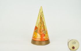 Clarice Cliff Hand Painted Conical Shaped Sugar Sifter 'Capri' Design circ 1935 Bizarre Range 5.