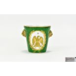 French First Empire 1804 - 1815 Period Pot In Green and Painted Gold with Twin Gold Lions Mask