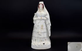 Staffordshire Large Historical and Impressive Figure of Queen Victoria of England. c.1850.