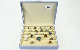 A Good Collection of Sterling Silver Stone Set Dress Rings.