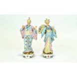 A Very Finely Decorated Pair of Hand Painted 19th Century Chinese Style Porcelain Nodding Figures,