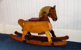 Mid 20thC Scratch Built Rocking Horse good design. Height 20 inches, length 45 inches.