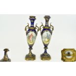 Royal Vienna - 19th Century Signed Pair of Hand Painted Vases,