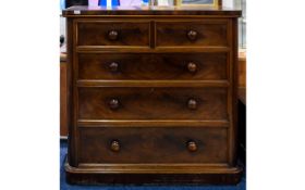 Victorian Chest of Drawers two short over three long graduating drawers, standing on a plinth base,