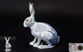Royal Crown Derby Exclusive ( Collectors Guild ) Paperweight ' Starlight Hare ' Gold Stopper,
