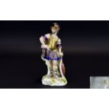 Samson Late 19th Century Hand Painted Porcelain Figure of a Greek Soldier with Shield and Sword,