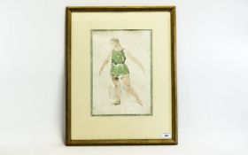 James Arden Grant (1885-1973) Dancer Pencil and Watercolour 14 by 9.