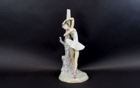 Lladro Ballerina Design Figural Lamp Base Attractive lamp base featuring female ballerina posing