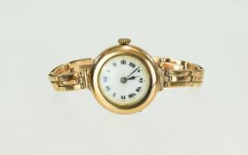 Ladies 1920's 9ct Rose Gold - Mechanical Watch with Integral Expanding Bracelet.