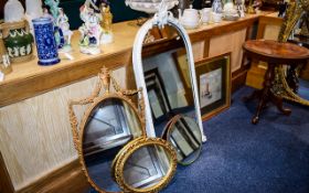 Mixed Lot comprising, painted white mirror and two gilt mirrors and port hole style mirror.