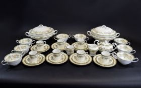 Aynsley - Fine Bone China ( 35 ) Piece Coffee Set and Part Dinner Service ' Henley ' Pattern.